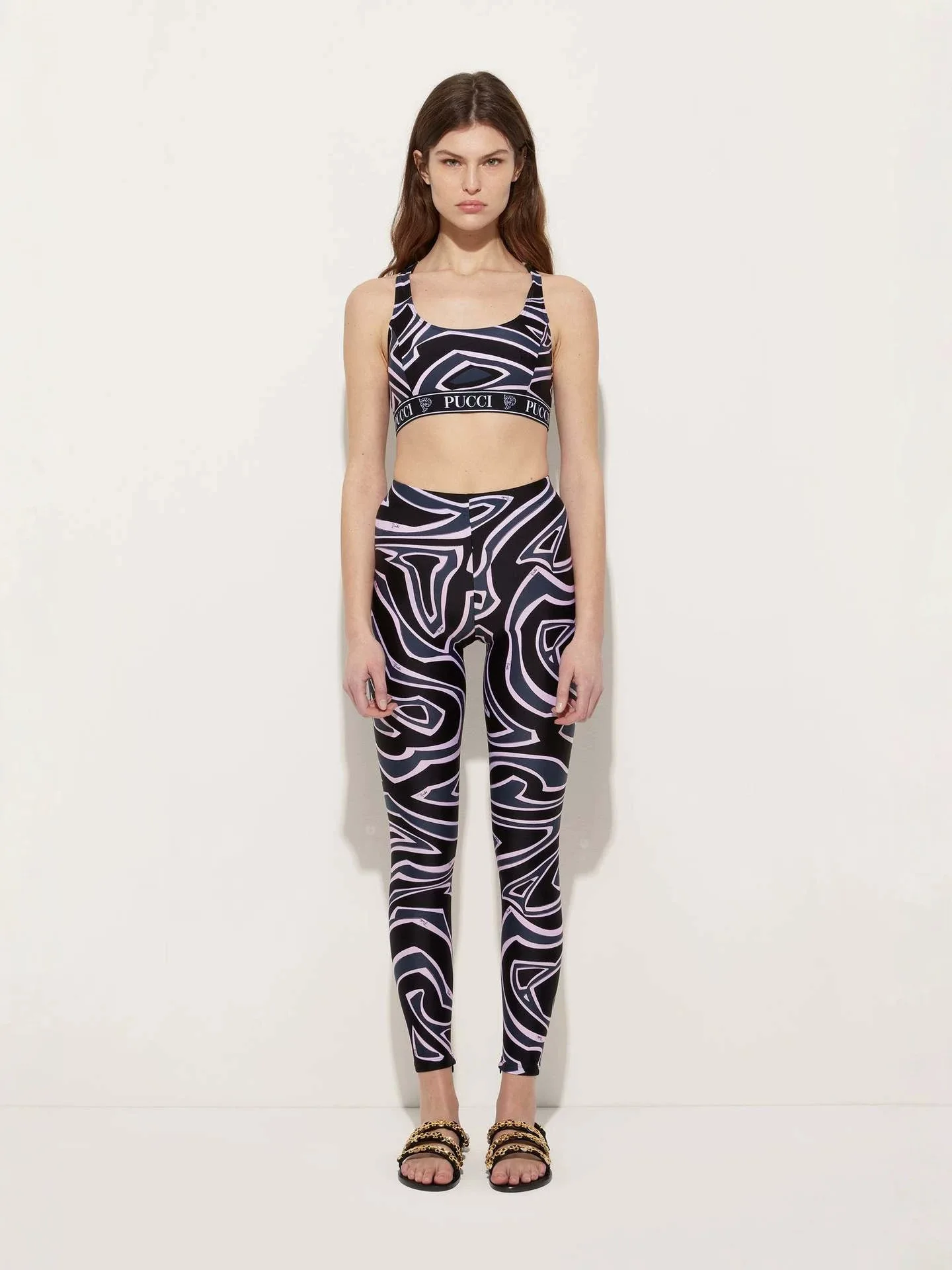 Conjunto de Dos Piezas con Estampado Abstracto de Triángulos y Círculos para Mujer, Top Corto sin Mangas y Pantalones Largos, Ropa Deportiva Sexy para Club