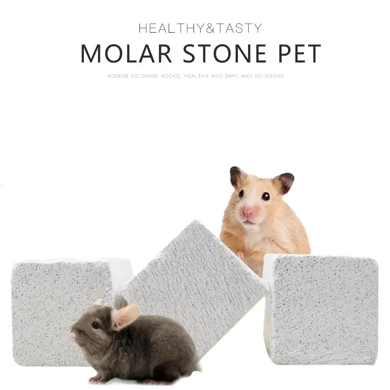 Piedra de molienda de dientes minerales naturales para mascotas pequeñas, roca volcánica Molar, hámster Conejo, cuidado Dental, suministros para mascotas, juguetes para masticar, 1PC