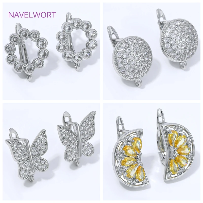 Ganchos para Pendientes en Forma de Abanico con Baño de Oro de 18K, Fijaciones de Latón para Pendientes, Cierres para Pendientes, Materiales para Joyería DIY