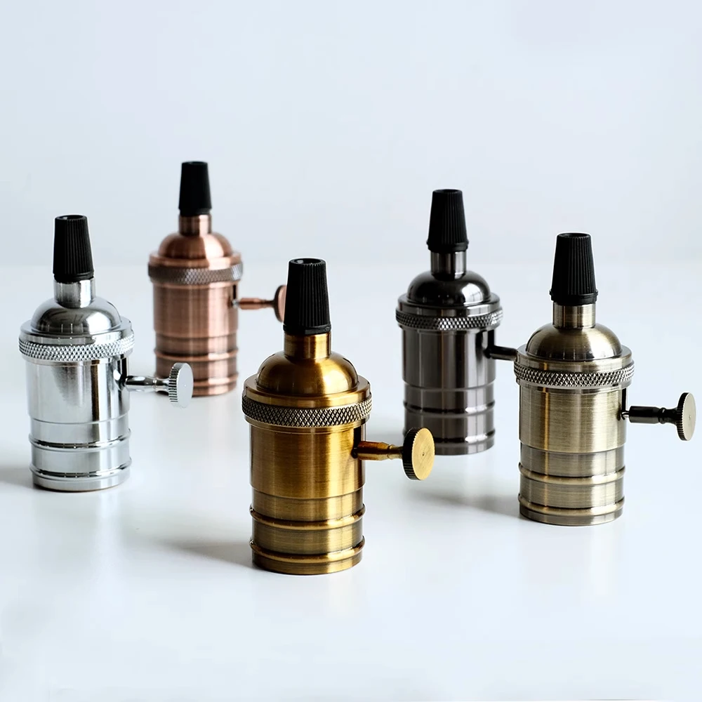 Portalámparas Vintage Edison E26 E27, Base de bombilla de tornillo, luz de aluminio 110V 220V, enchufe Industrial Retro, portalámparas colgante
