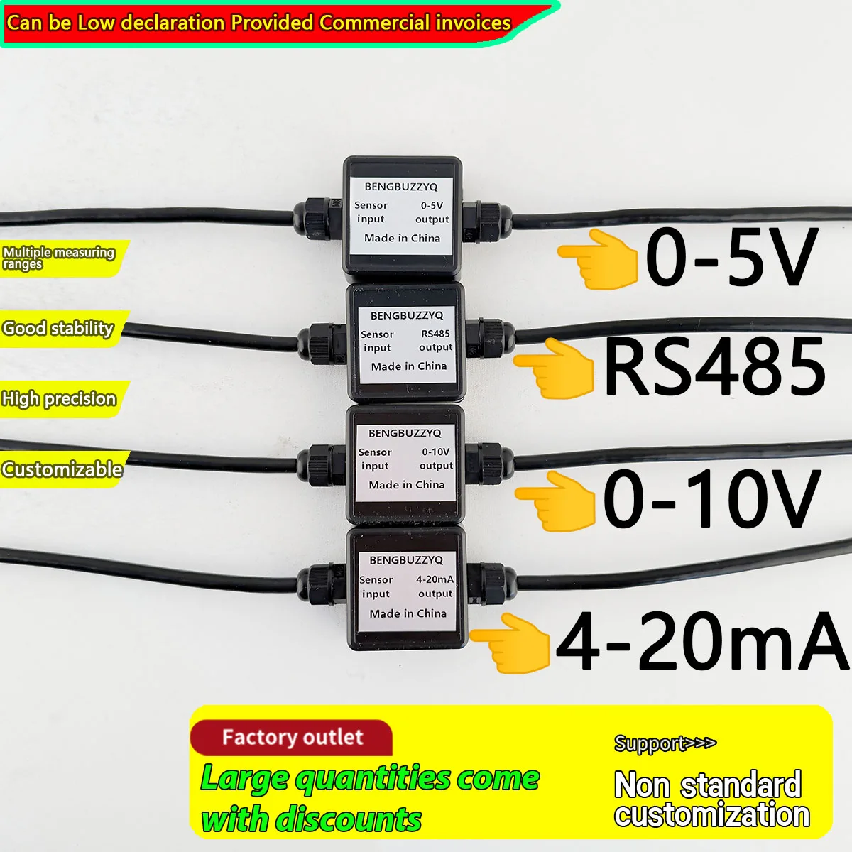 Módulo Amplificador Transmisor de Celda de Carga 4-20mA 0-10V 0-5V Salida Analógica con Caja de Conexiones Impermeable para Celda Sensora de Peso