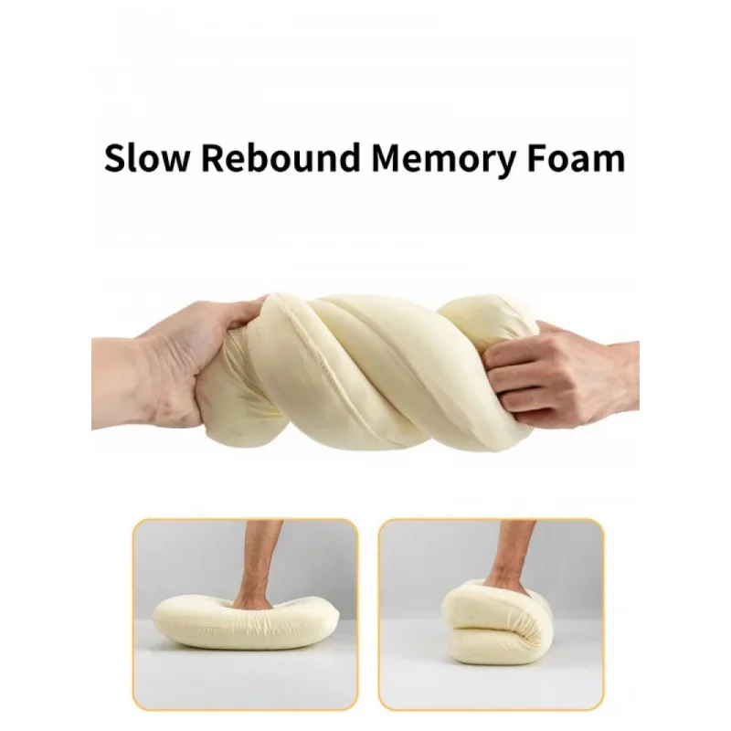 Almohada de espuma viscoelástica para acampar al aire libre, viajes y soporte para el cuello: almohada portátil para la siesta con espuma viscoelástica de rebote lento
