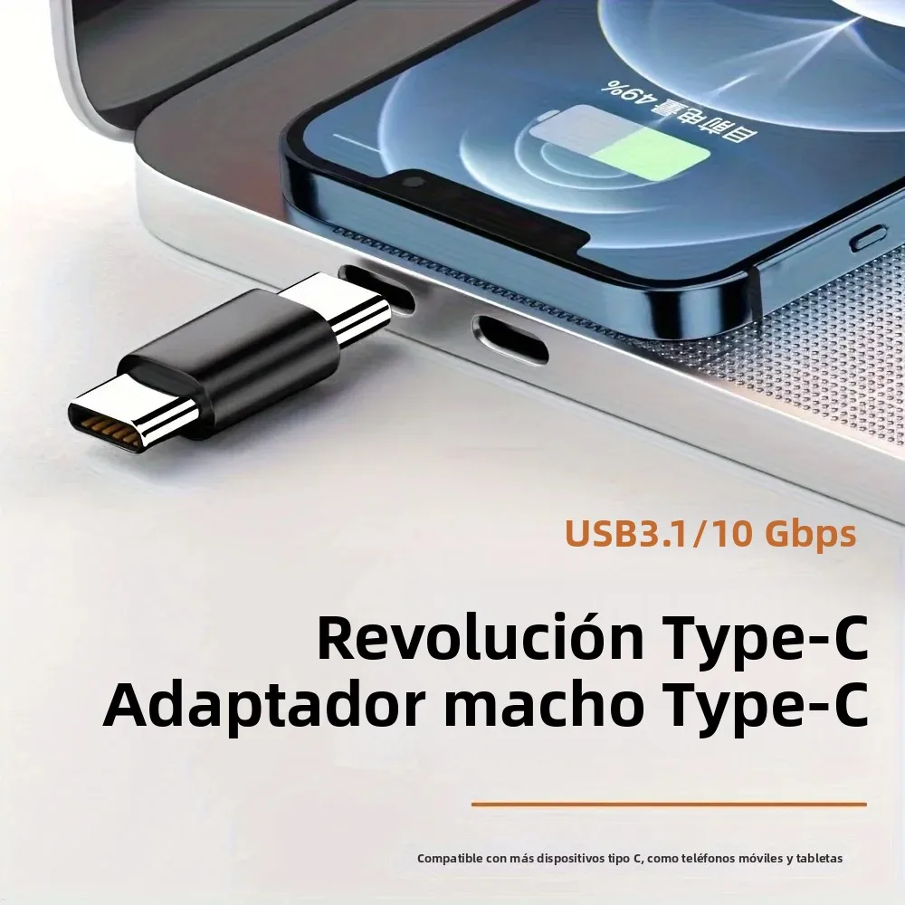 Adaptador USB C macho a macho, extensor de acoplador USB tipo C compatible con PD, 5Gbps, para Thunderbolt 4/3, MacBook Pro/Air, computadora portátil, teléfonos