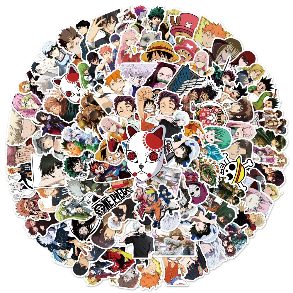 10/30/50/100 Uds mezcla de pegatinas de dibujos animados de Anime Naruto Jujutsu Kaisen pegatinas de ataque a los Titanes DIY portátil teléfono coche pegatina para chico juguete