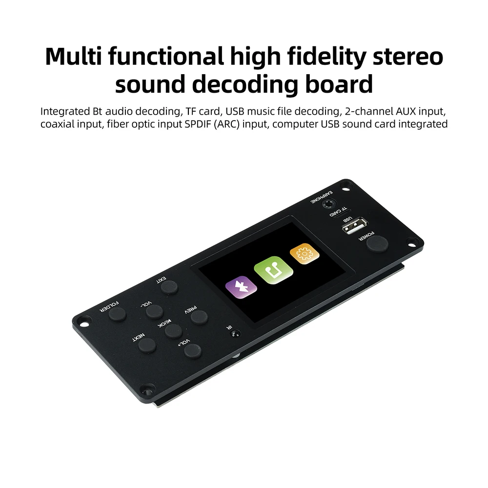 Amplificador TFT de 2.8 pulgadas, Reproductor de Audio BT sin Pérdidas, Placa Decodificadora MP3 DC 5-12V, Módulo de Radio FM USB TF para Auto, Pantalla a Color IPS