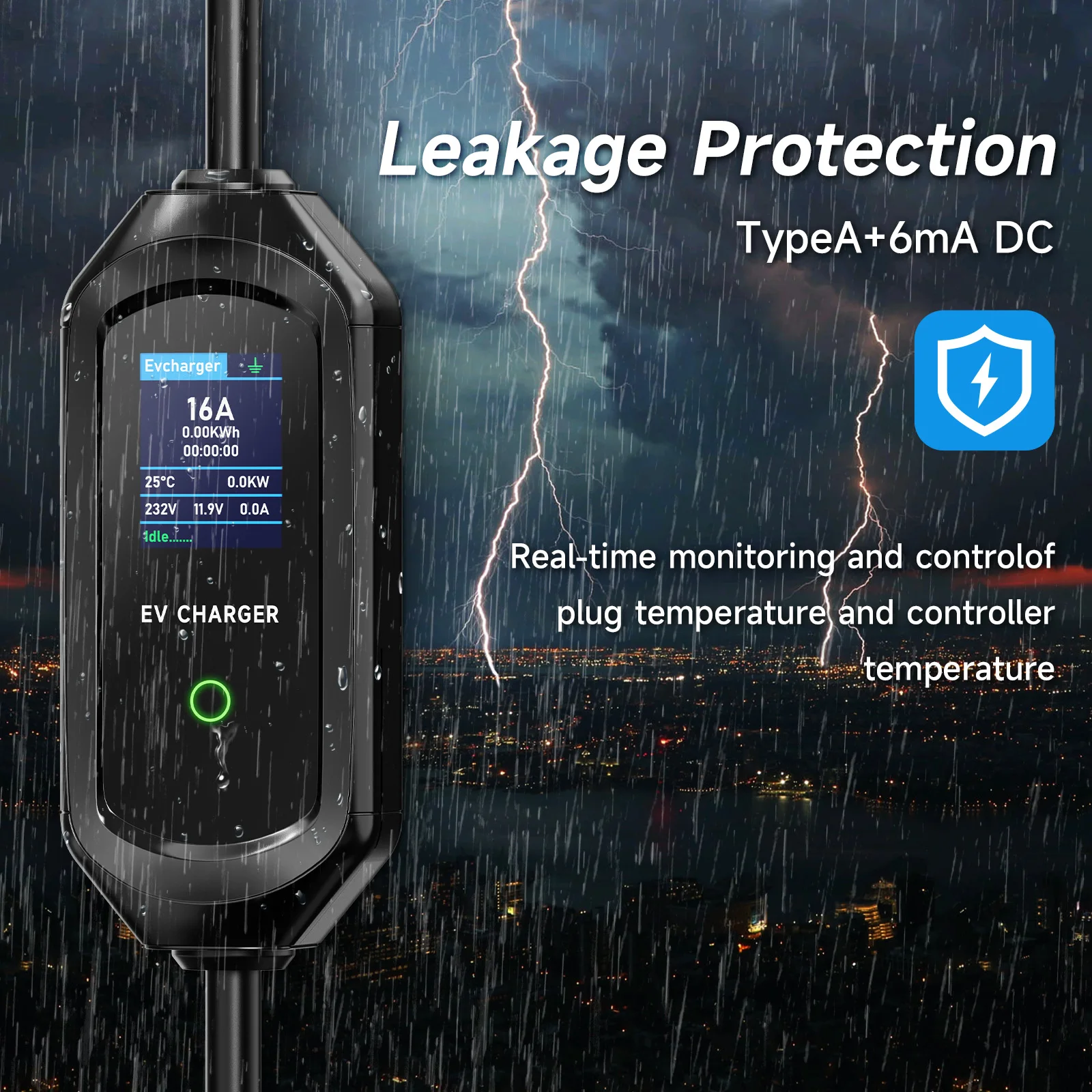 Cargador Portátil para Vehículos Eléctricos AFEEV Tipo 2, 7KW 32A, Monofásico, Wallbox Tipo 1/GBT, Cable de Carga Rápida EVSE, Enchufe CEE, Control por Bluetooth y APP