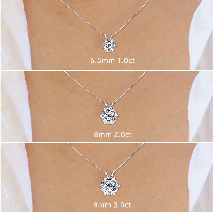 Collar de Moissanita Certificado por Lnngy de 0.5ct a 5ct, Brillante Collar con Colgante de Diamante Cultivado en Laboratorio para Mujer, Joyería Diaria