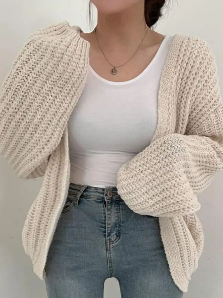 Cárdigan de Mujer Estilo Harajuku Vintage 2026 con Mangas Farol, Suéter Casual Coreano para Otoño, Ropa Urbana Chic, Suéter Y2K