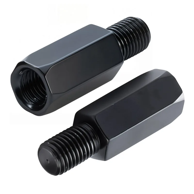 2 Adaptadores Negros Extendidos para Espejos Retrovisores de Motocicleta M10 10mm RH/LH, Tornillos Adaptadores de Rosca Izquierda/Derecha