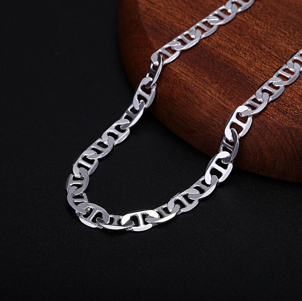 Productos de moda, Plata de Ley 925, collar de cadena clásico de 6MM, pulsera, conjunto de joyería para mujeres y hombres, regalos de boda para parejas