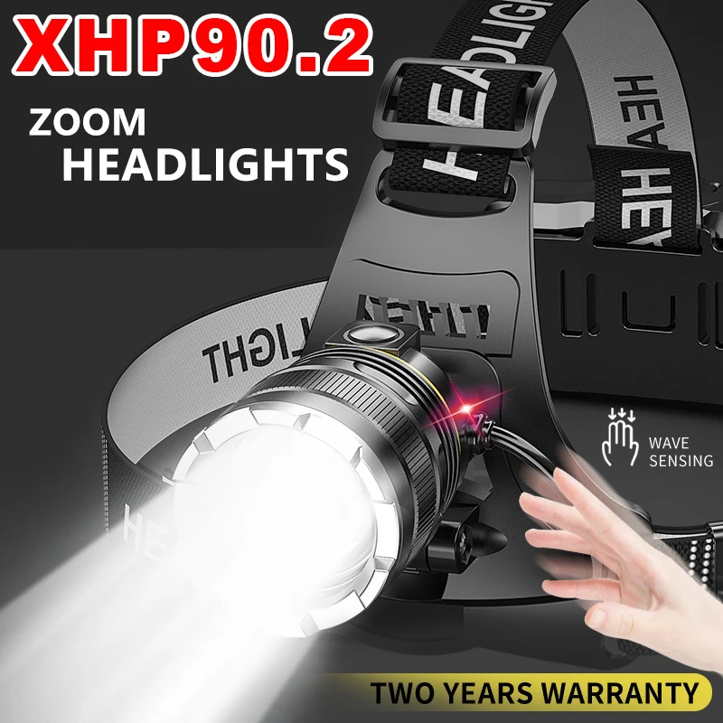Linterna frontal LED Z40 20000LM XHP90, linterna con Sensor de Zoom, luz recargable 18650, linterna para pesca al aire libre