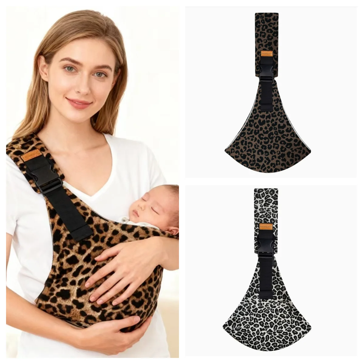 Portabebés de seguridad para salir, taburete de cintura con artefacto para bebé, portátil, con patrón de leopardo Simple, tipo abrazo frontal y trasero