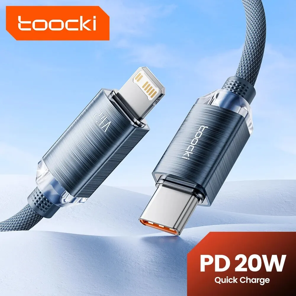 Toocki USB C a Cable de iluminación para iPhone 14 13 12 11 Pro Max Mini 8 7 Plus AirPods iPad Cable Lightning tipo C de carga rápida