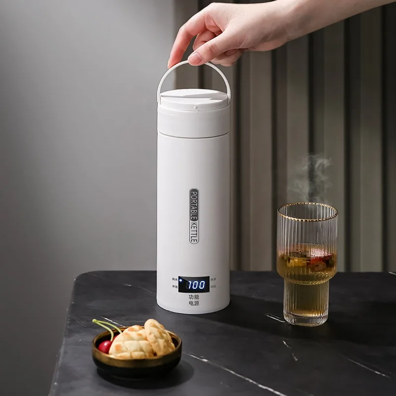 Hervidor eléctrico de viaje, calentador de agua rápido y portátil, calentador de leche para bebés, hervidor térmico de acero inoxidable 304