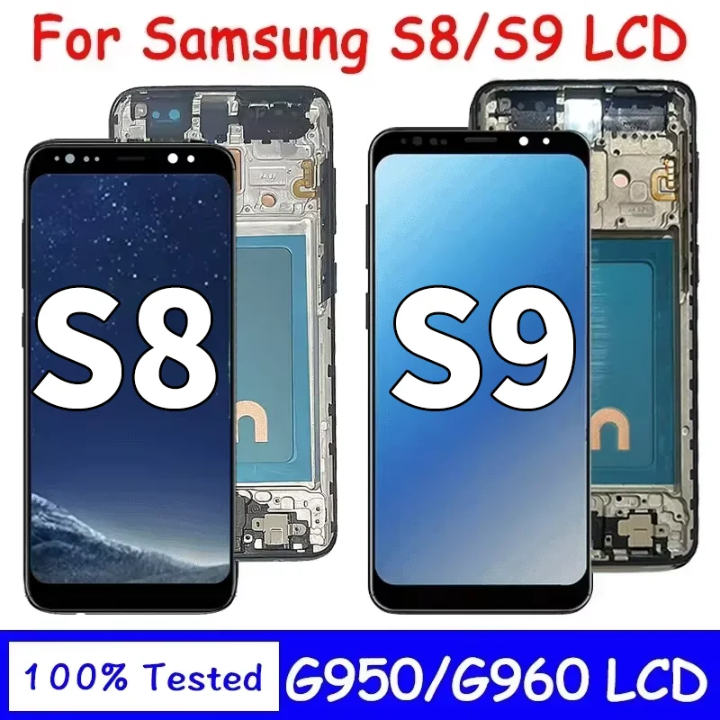 Pantalla LCD Táctil con Marco 100% Probada y Nueva para Samsung S8 G950 G950F SM-G950FD, Pantalla para Samsung S9 G960 SM-G960F