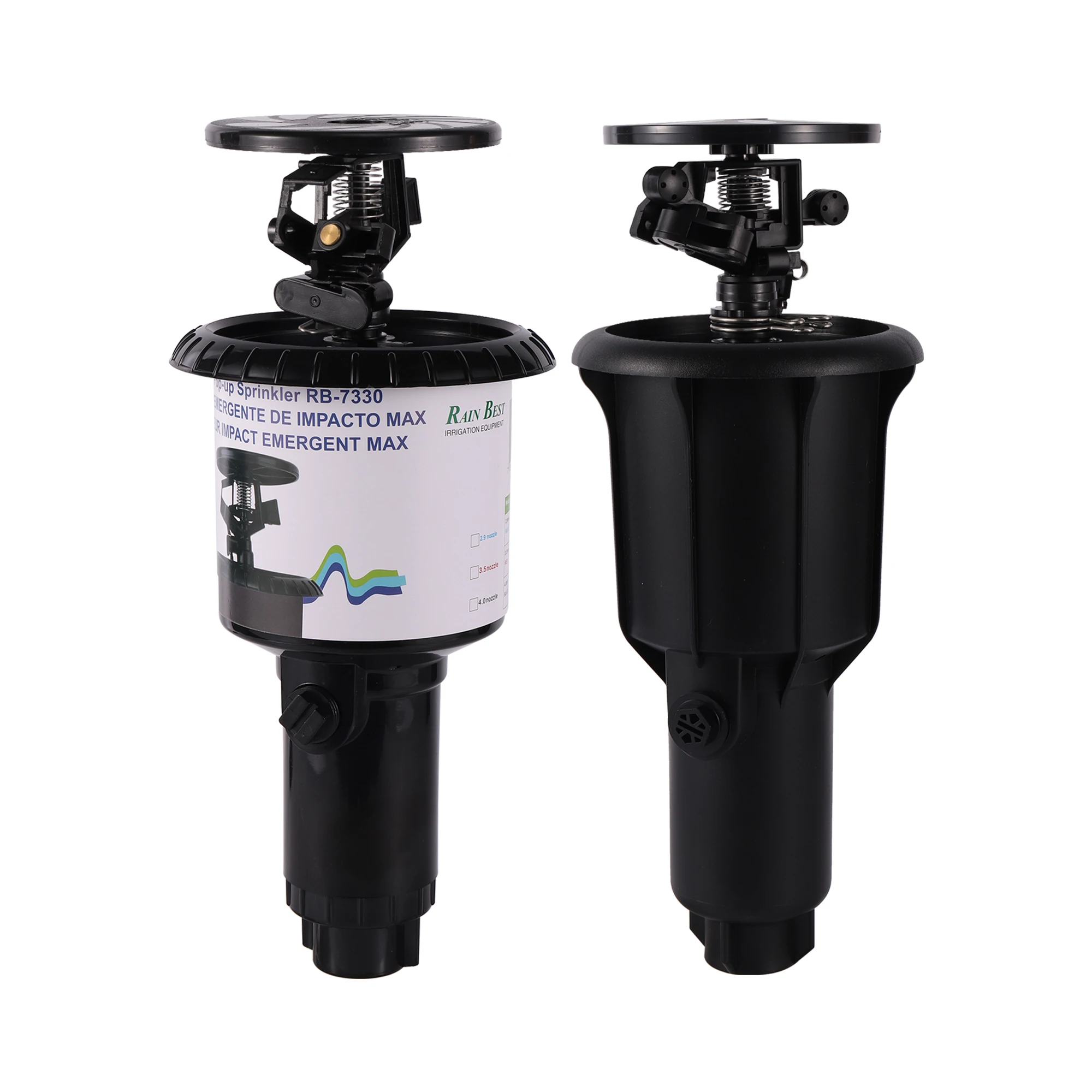 Cabezal de aspersor de impacto emergente de pulso de 1/2 "y 3/4", balancín ajustable, aspersor enterrado giratorio, riego automático plano para tierras de cultivo