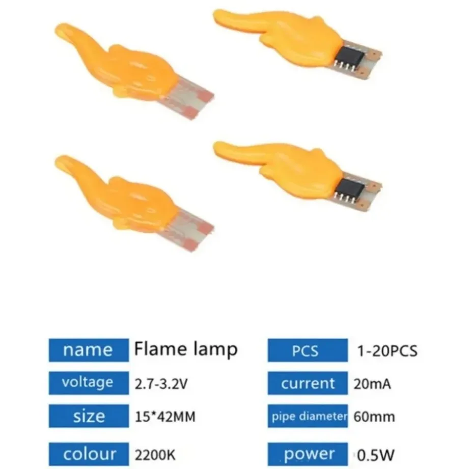 Velas Led Cob Flash de 3V, filamento LED de llama Edison, diodo de 2200K, decoración para fiesta de cumpleaños, accesorios de bombilla, luz de vela DIY