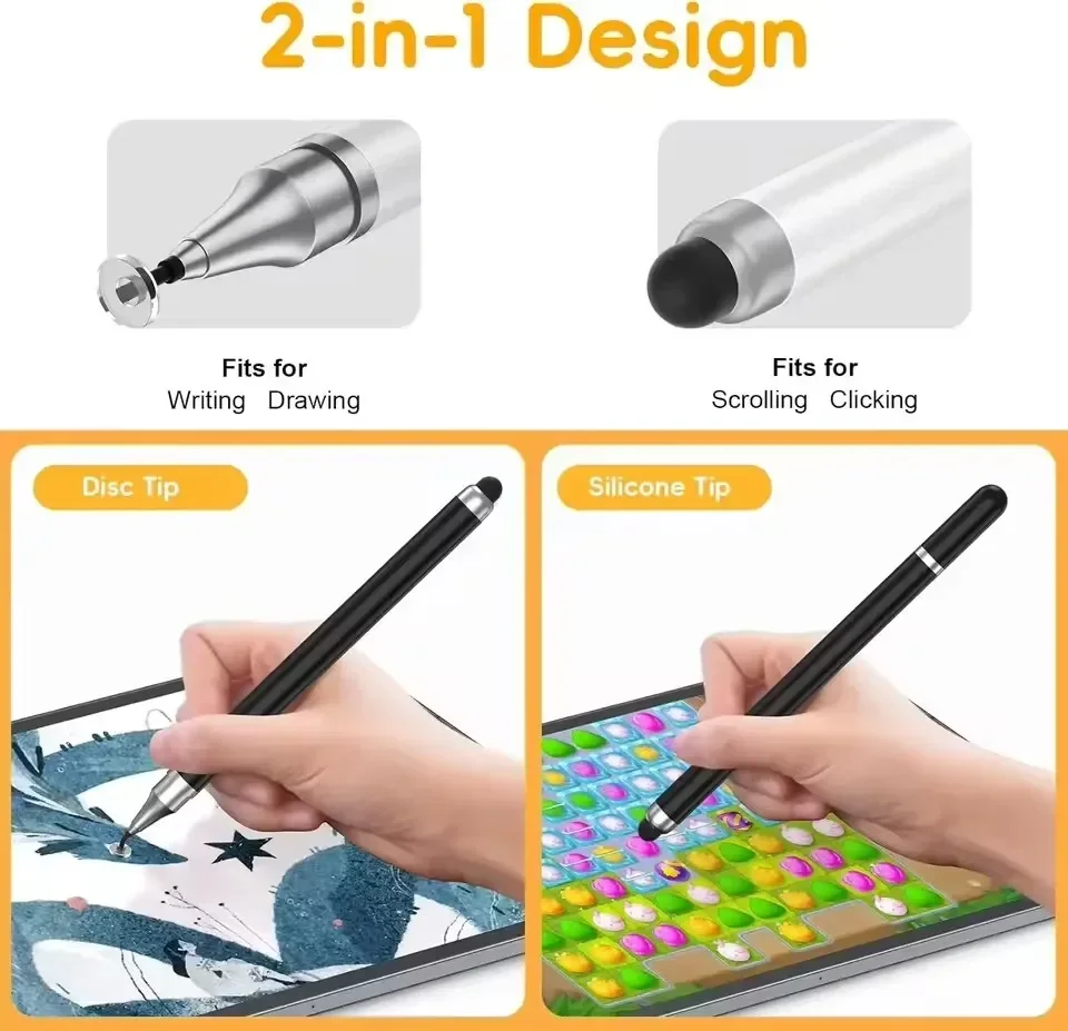 Lápiz óptico Universal 2 en 1 para tableta móvil, Android, IOS, teléfono, accesorios para iPad, bolígrafos para tableta de dibujo, lápiz táctil de pantalla capacitiva