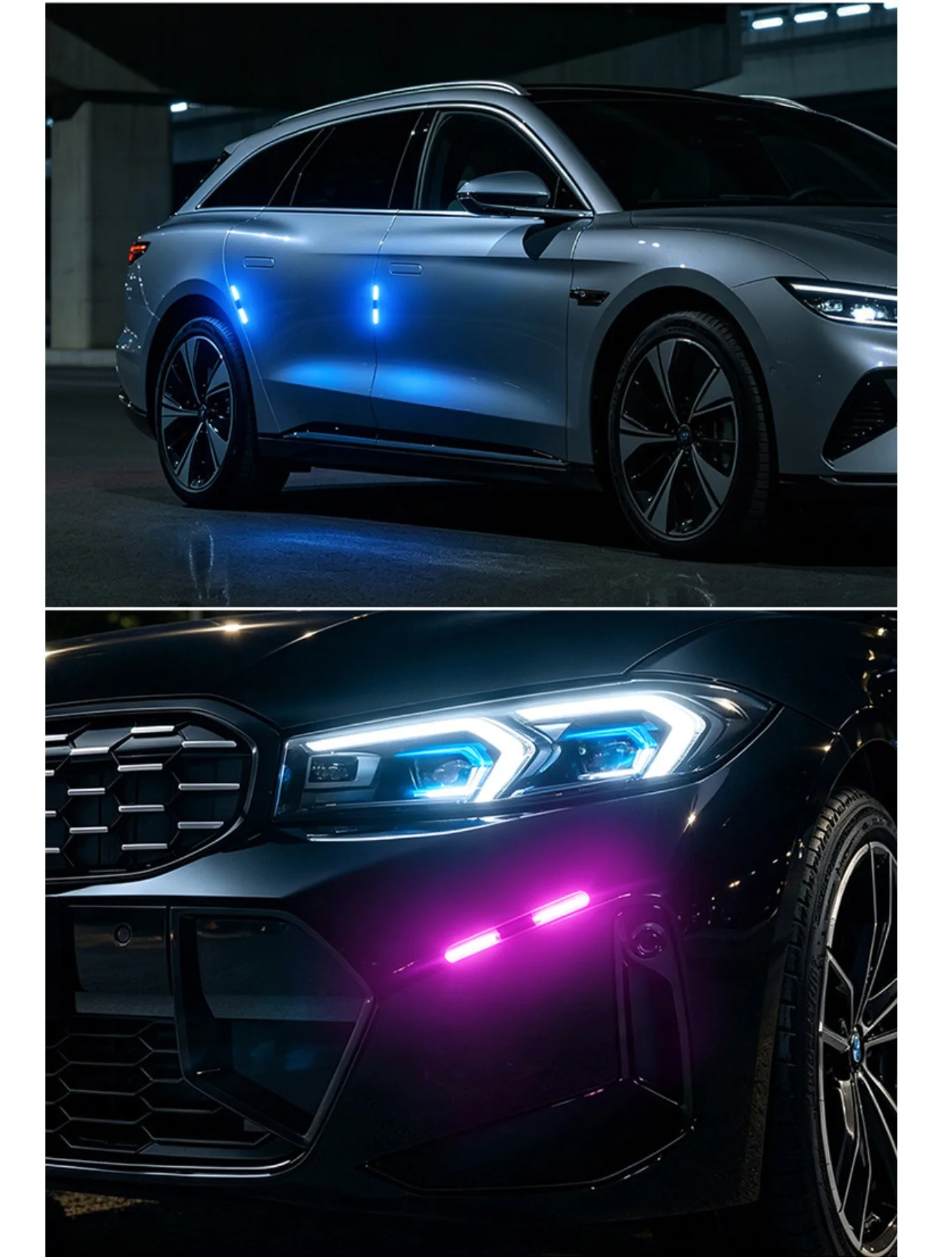 Tiras de Advertencia Anticollisión Universales para Automóviles, Barras de Luz LED Solares de 5 Colores, Aptas para Automóviles y Motocicletas
