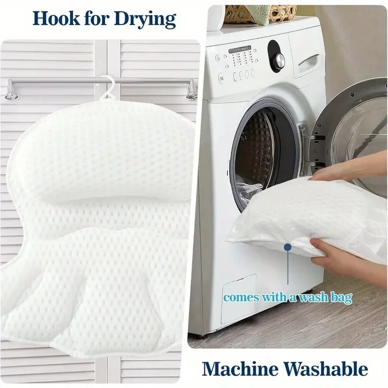 Almohada de baño Almohada de bañera, Almohadas de baño de lujo para soporte de cuello y espalda de bañera, Reposacabezas de almohada de bañera con malla 4D suave