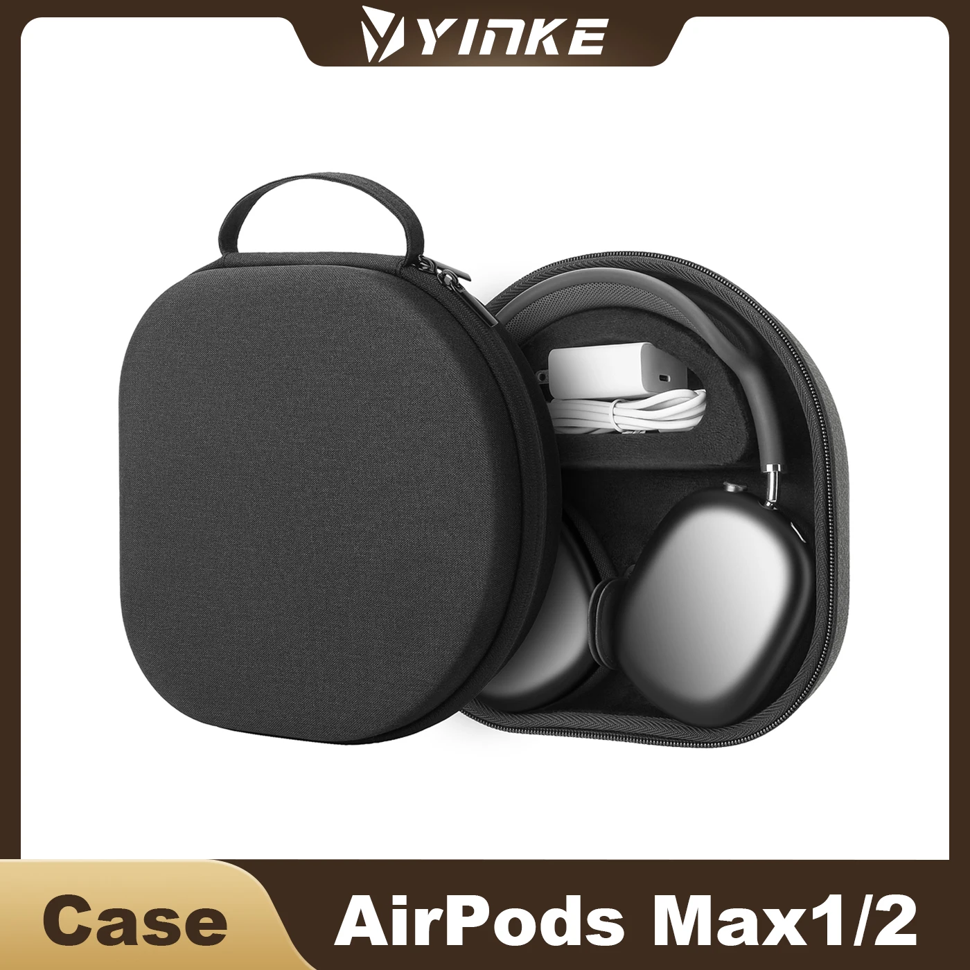 YINKE-funda inteligente para Apple AirPods Max con modo de suspensión, práctica, de transporte, organizador duro de viaje, funda de almacenamiento