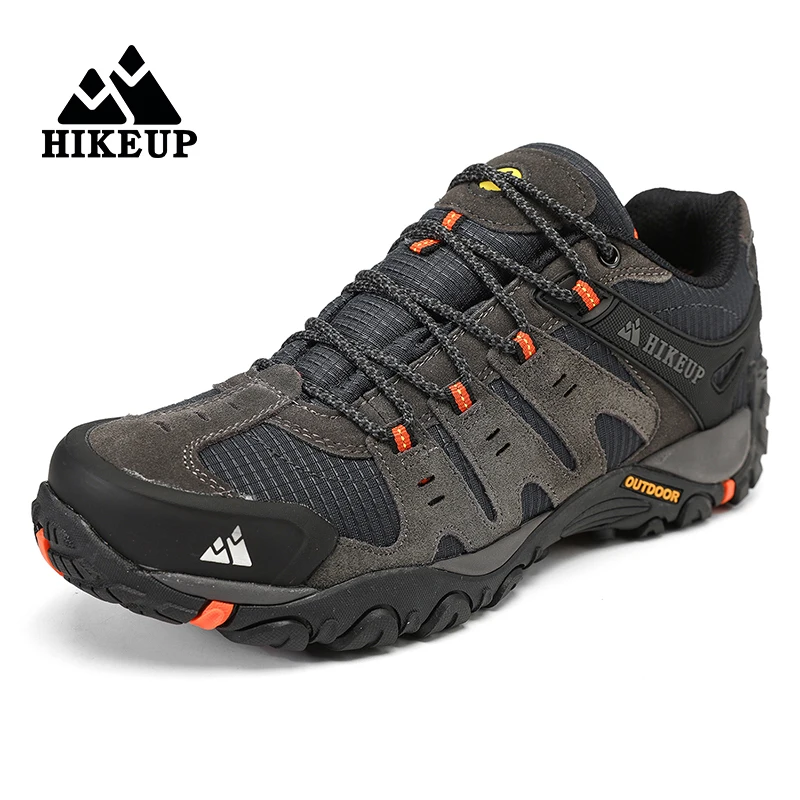 Zapatos de senderismo HIKEUP para hombre, zapatos de exterior de piel de ante, zapatillas tácticas resistentes al desgaste para senderismo, caminar y cazar