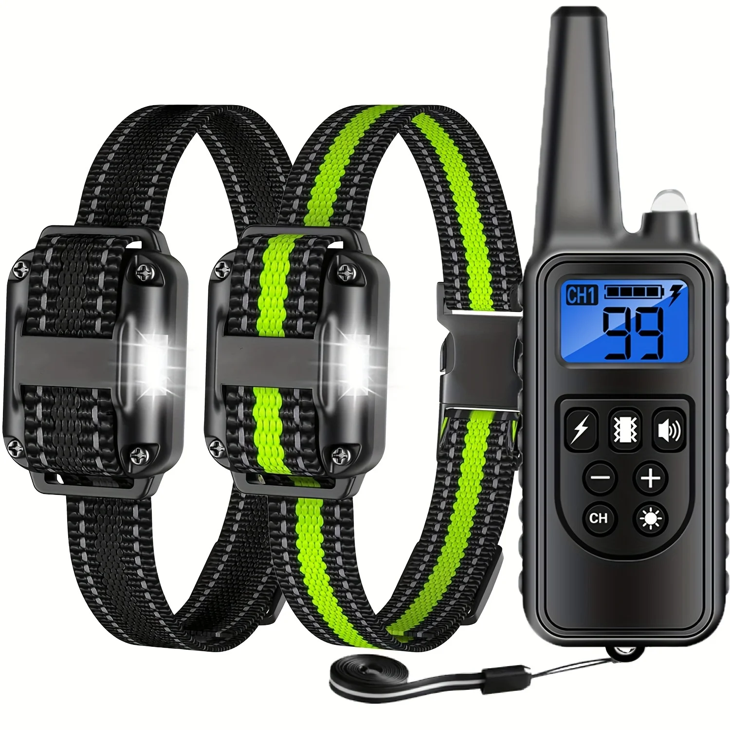 Collar de choque para perros con control remoto, Collar eléctrico de entrenamiento para perros, Recargable impermeable, Collar de choque para perros con luz LED, pitido, Vibra