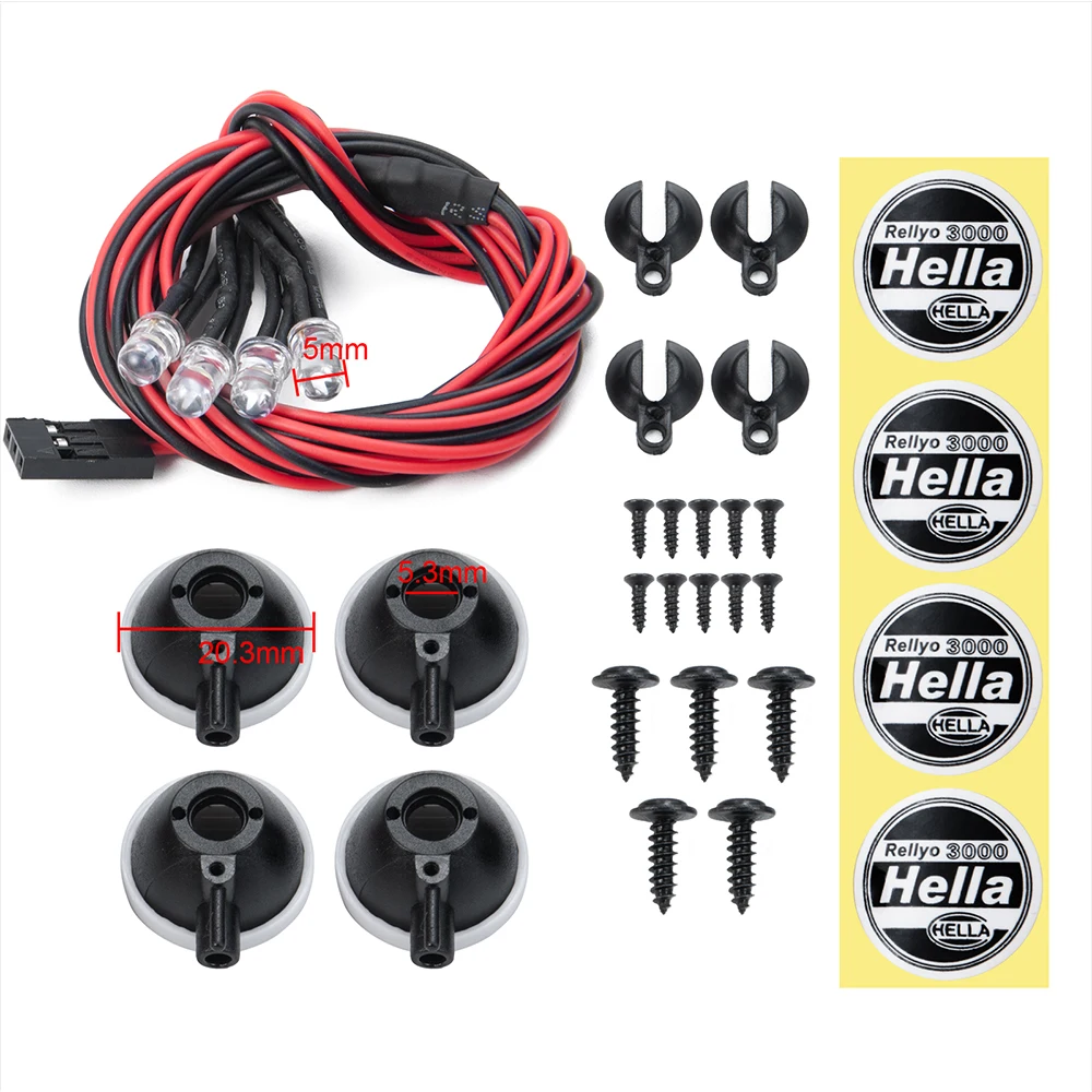 MIBIDAO 2/4LED RC luz de techo de coche lámpara redonda foco para 1/10 Axial SCX10 II 90046 TRX4 Tamiya CC01 D90 D110
