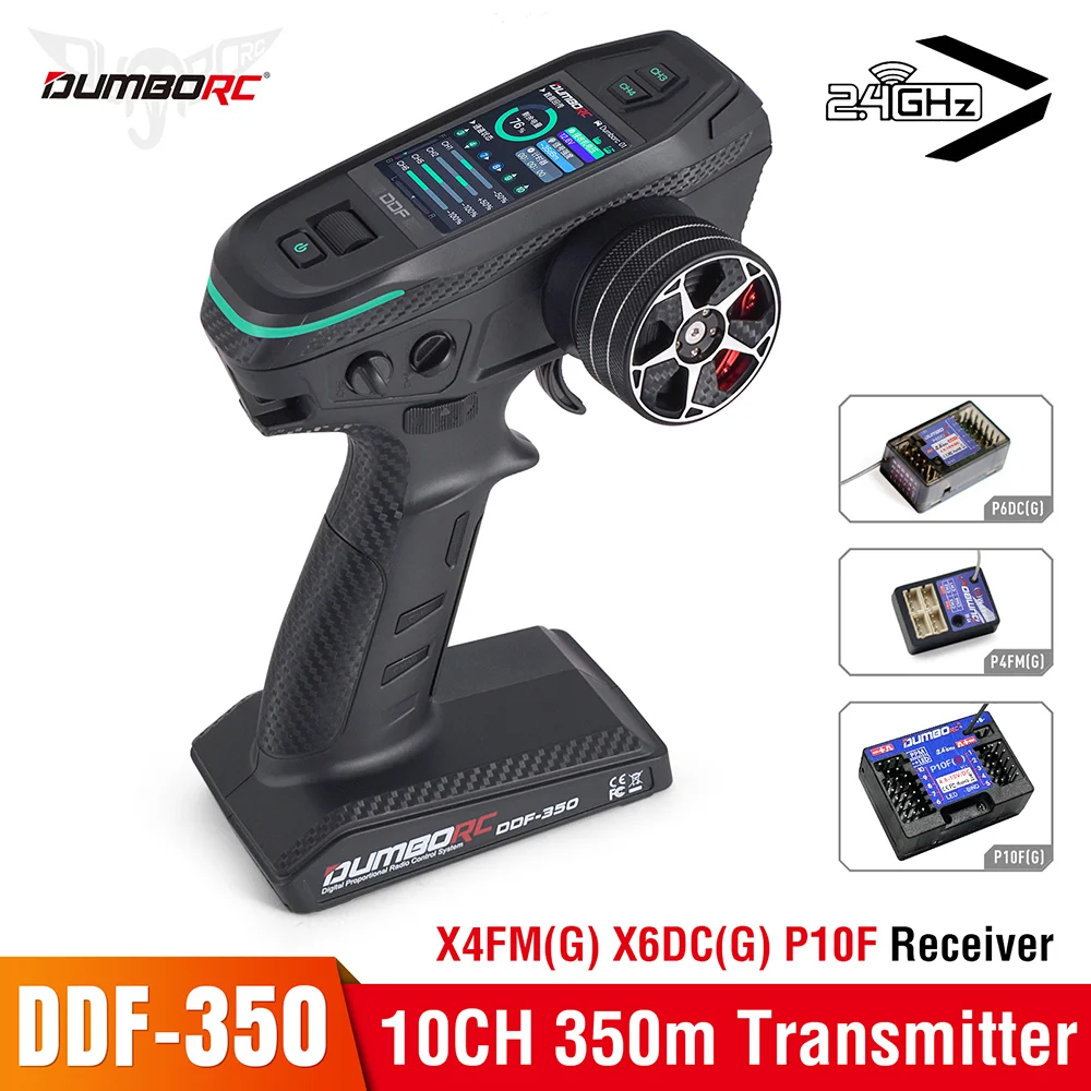 Transmisor DDF-350 DUMBORC con receptor 2,4G 10CH mando a distancia de Radio Digital para RC coche barco tanque LCD sistema FHSS