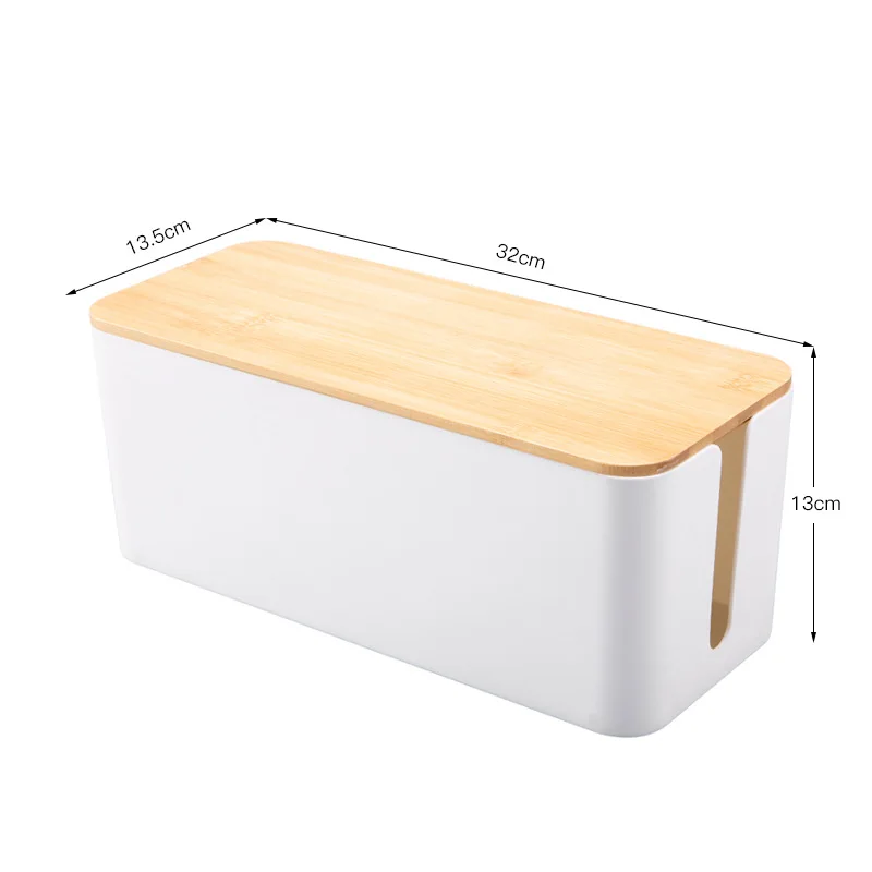 Caja de almacenamiento de enchufe a prueba de polvo de alta calidad, cubierta de imitación de teca, administrador de cables, enchufe de ordenador, caja de almacenamiento 1PC