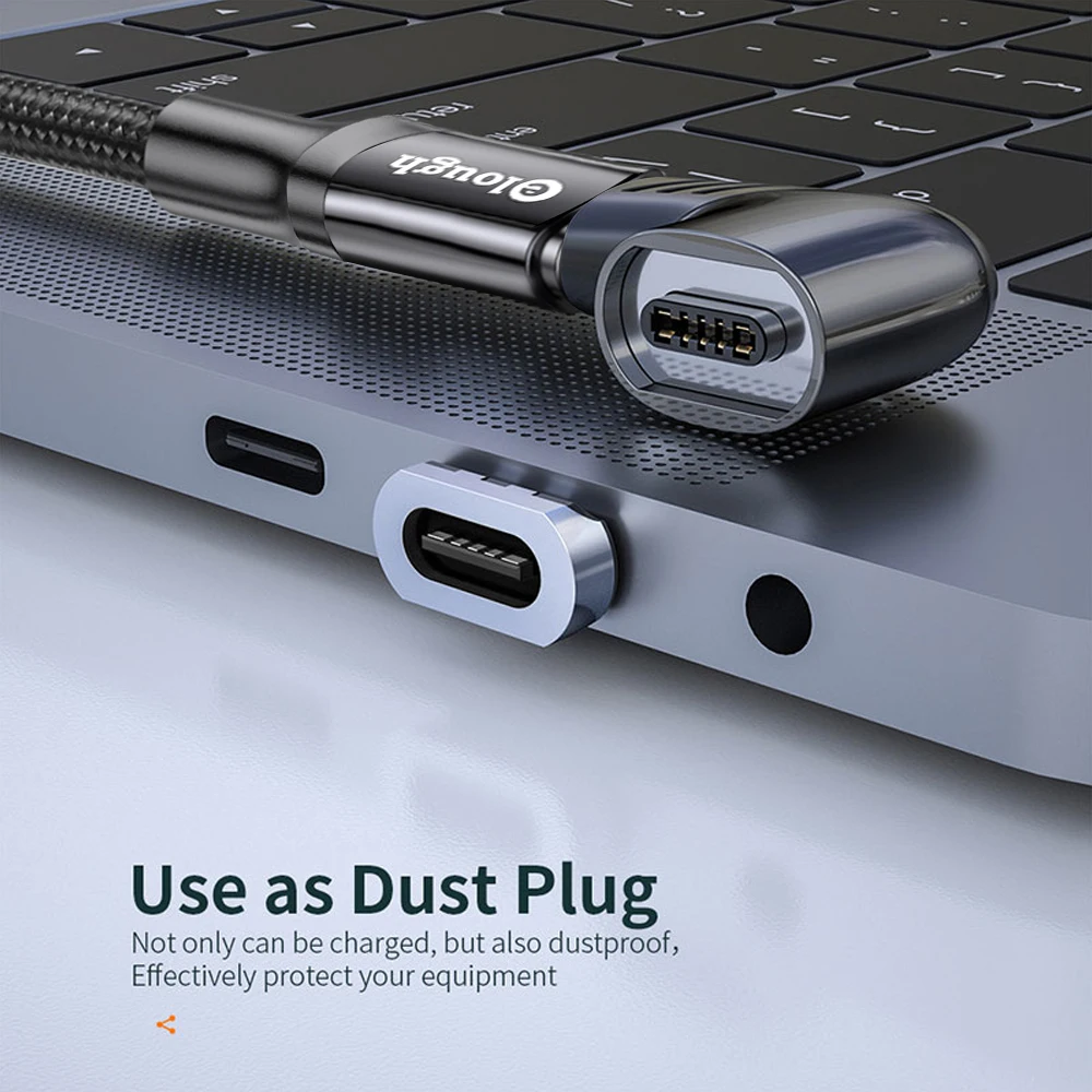 Elough 120W USB tipo C a USB C adaptador magnético 90 grados convertidor magnético de carga rápida para Macbook iPad Pro Switch Samsung