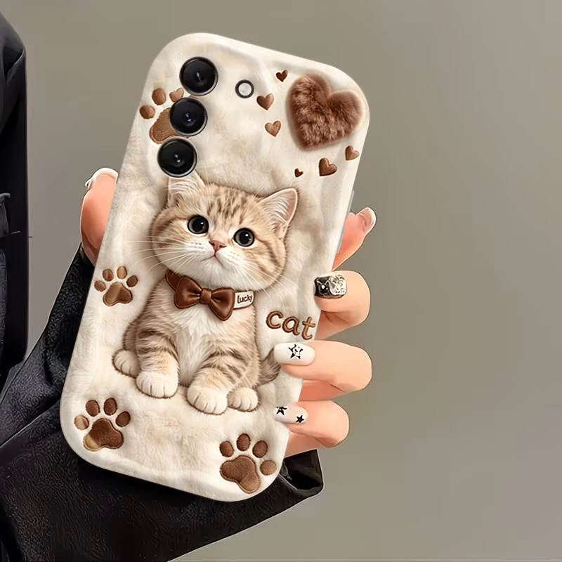 Funda con estampado 2D de gato de dibujos animados para Samsung Galaxy A17 A37 A57 A56 A55 A54 A27, Funda para S26 S25 Ultra S24 S23 FE S22 Plus