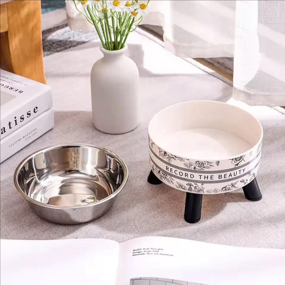 Cuencos elevados de acero inoxidable para mascotas, platos de agua para comida para perros y gatos, cuencos de alimentación elevados para mascotas