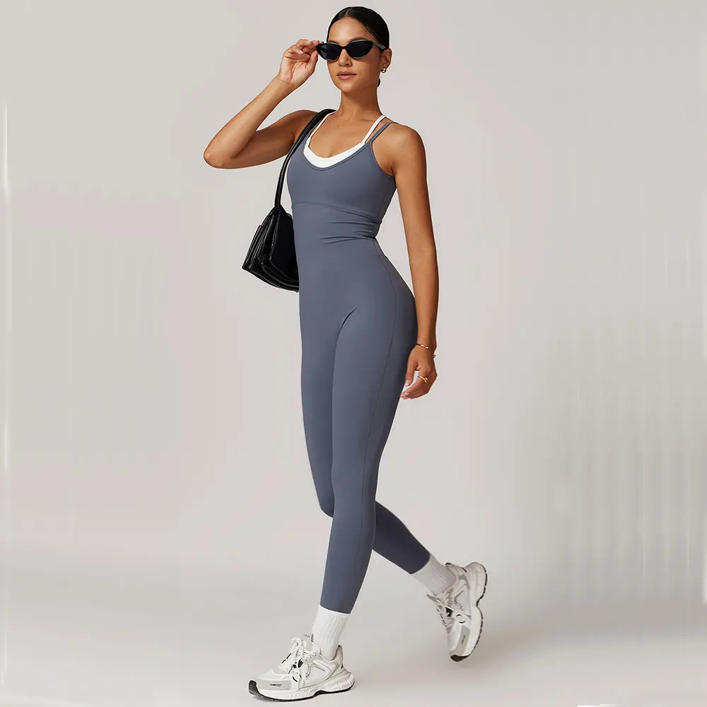 Mono bloqueado de Color, conjunto de gimnasio, traje de Yoga para mujer, ropa deportiva cruzada en la espalda, mono deportivo para mujer, peleles de Fitness, monos de entrenamiento