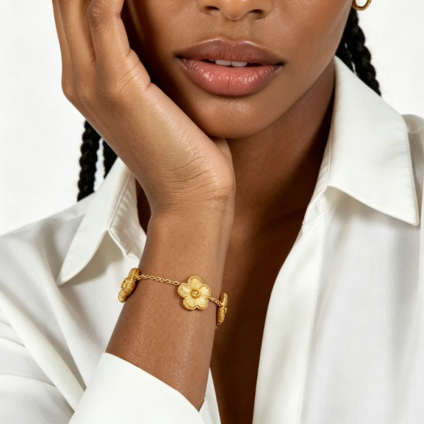Pulsera de Trébol de Cinco Hojas de Acero Inoxidable y Titanio, Joyería Elegante e Impermeable para Mujer, Regalo de Lujo Ligero