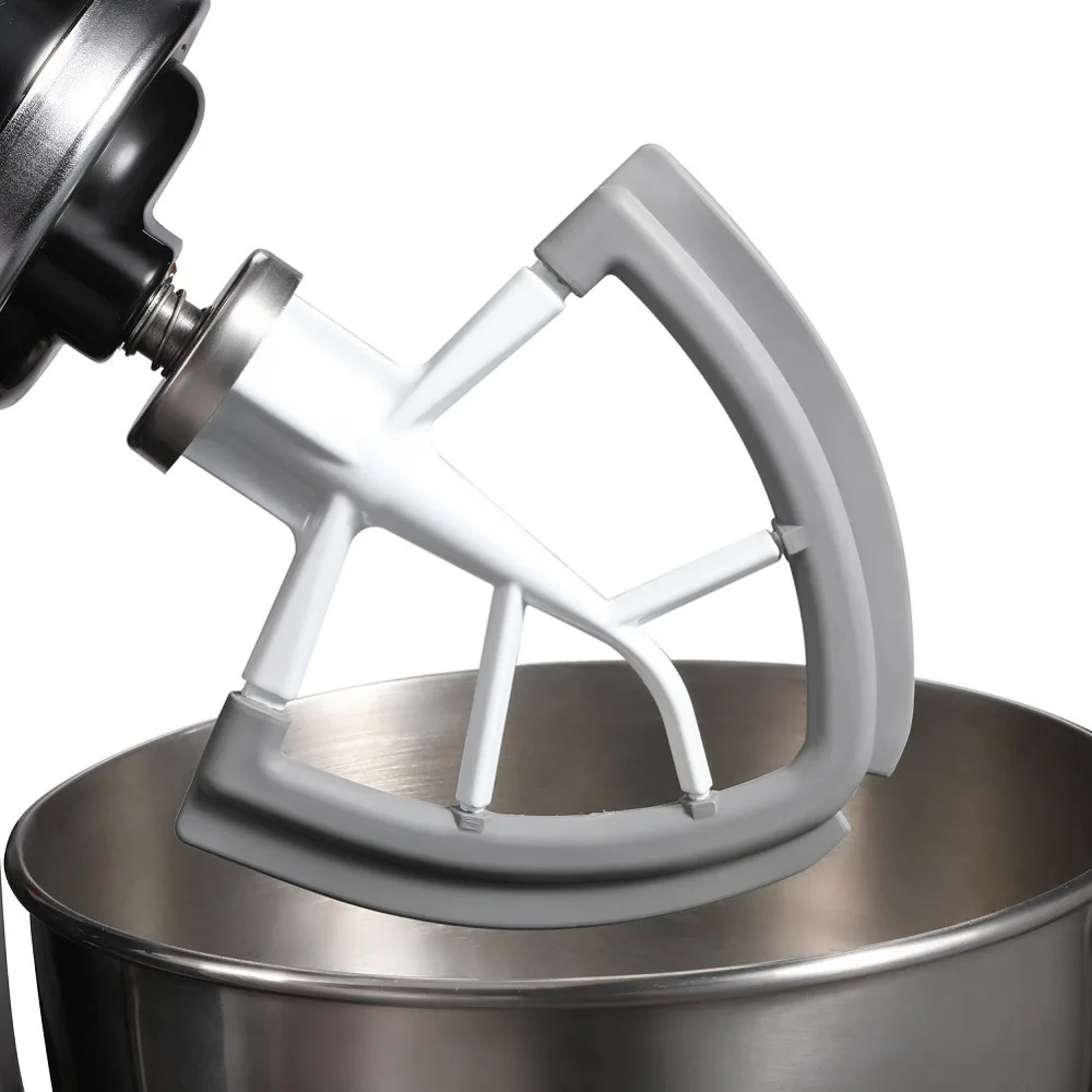 Batidor de borde flexible de 4,5-5 cuartos para batidora de pie con cabezal inclinable de paleta plana KitchenAid con raspador de tazón con bordes de silicona flexibles