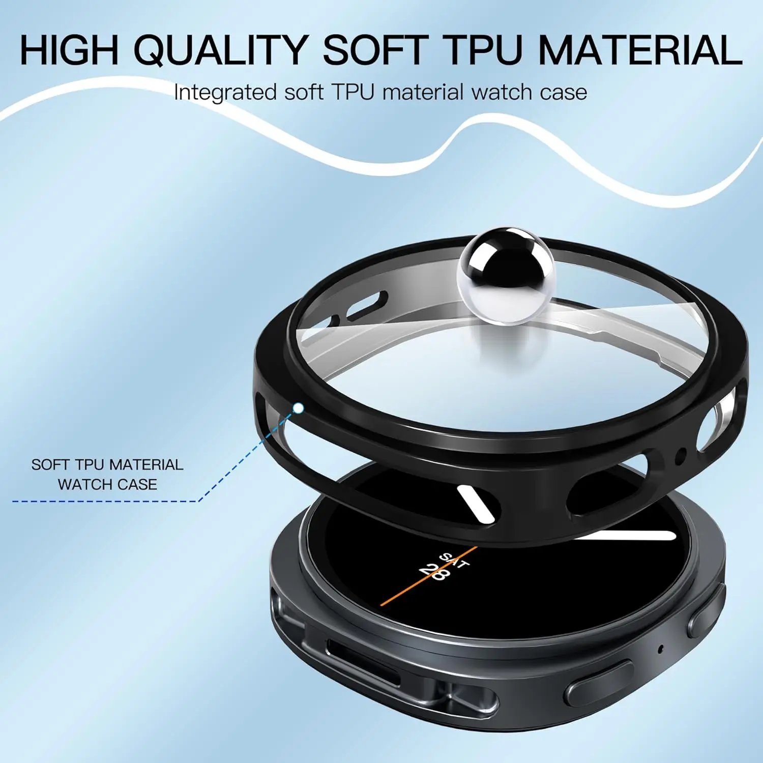 Funda con revestimiento de TPU para Samsung Galaxy Watch 9, protector de pantalla de 40mm y 44mm, fundas protectoras para Galaxy Watch 8 de 44MM y 40MM