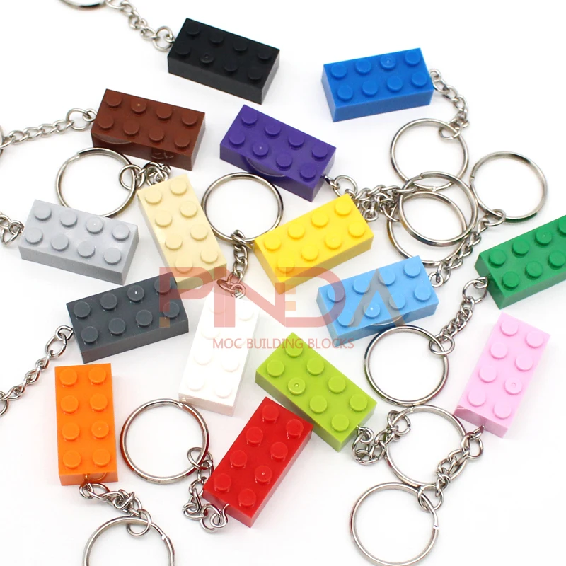 10 Uds. MOC 2x4 llavero bloques de construcción regalo creativo con ladrillo MOC llavero placa de ladrillos Compatible