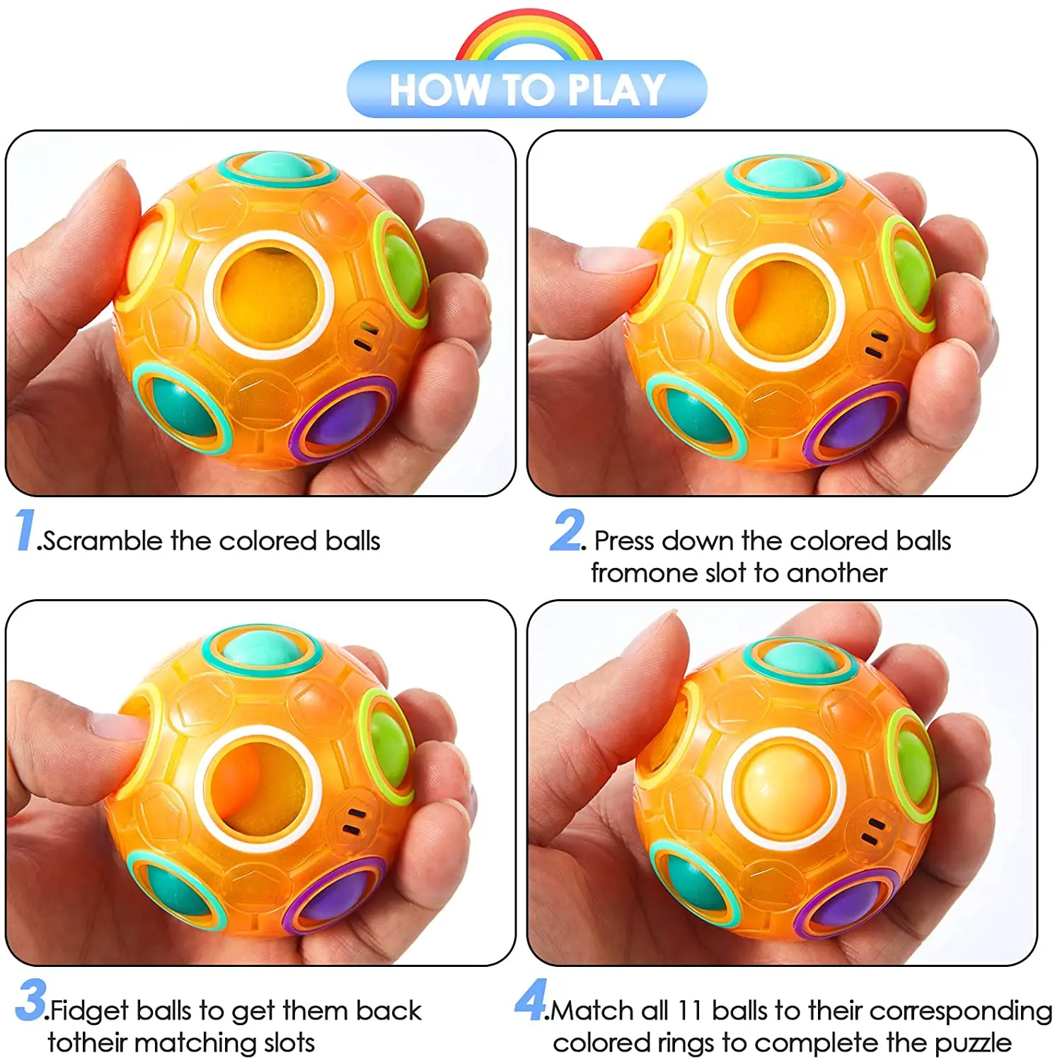 Bola mágica de rompecabezas de arcoíris, Bola de cubo de velocidad, divertida pelota para aliviar el estrés, rompecabezas 3D a juego de colores, juguete para niños, adolescentes y adultos