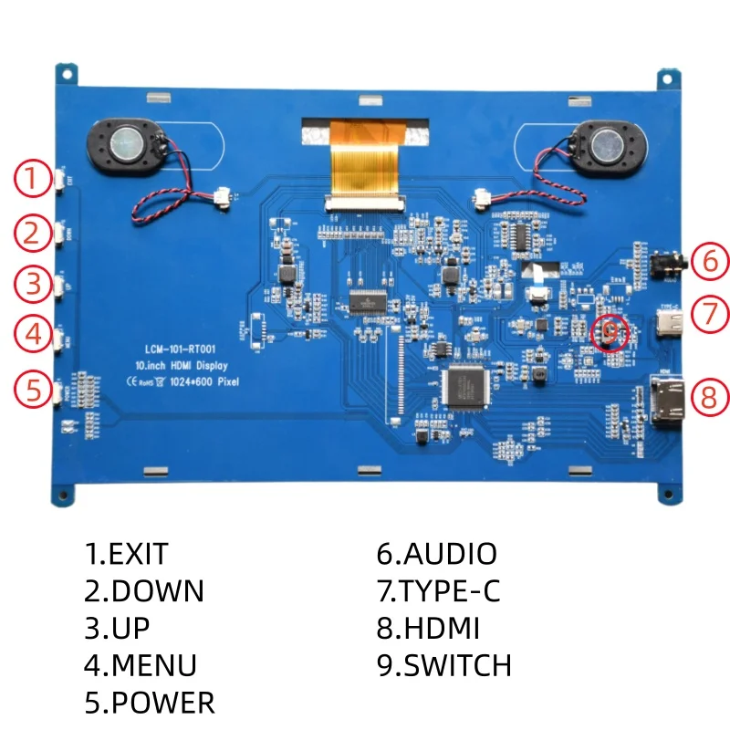 Monitor Raspberry Pi 4/3/2/B/B+/A+ de 10,1 pulgadas, 1024x600 IPS, pantalla táctil capacitiva de 5 puntos, pantalla HDMI sin necesidad de unidad para Win 7/8/10