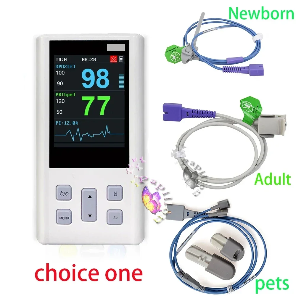 Oxímetro de Pulso Portátil Veterinario, Monitor de Signos Vitales SPO2 PR PI, Monitor de Frecuencia Cardíaca con Memoria, para Adultos, Neonatos, Mascotas, Hospitales, Clínicas y Hogares