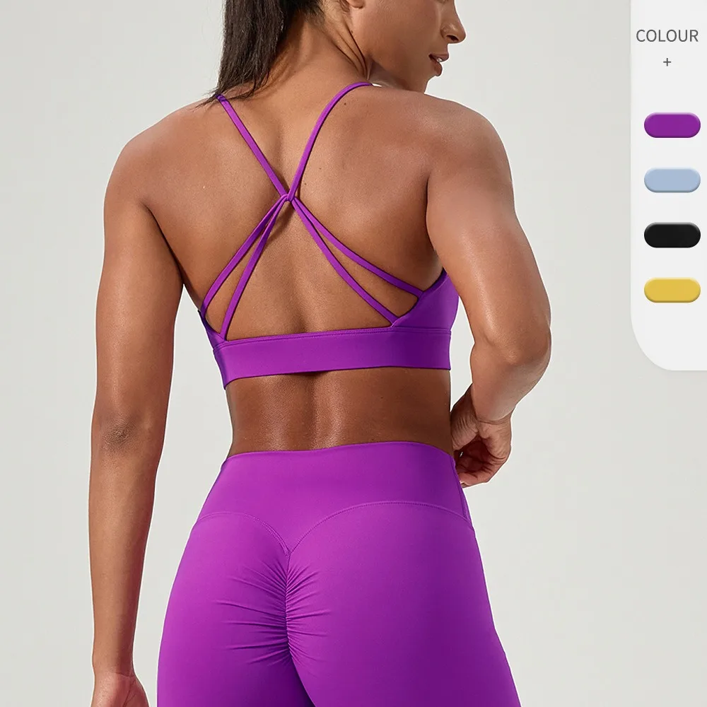 Sujetador de Yoga Sexy para mujer, Sujetador deportivo transpirable con correa cruzada para correr, Fitness, entrenamiento, Sujetador deportivo, sujetador de entrenamiento para gimnasio