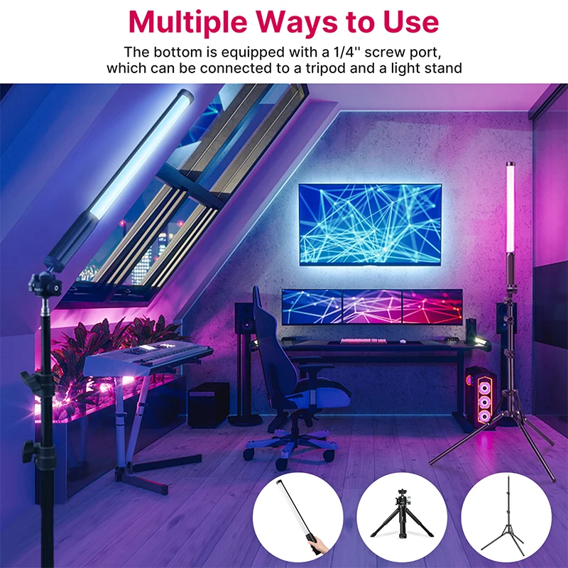 Ulanzi VL119 luz de palo colorida RGB de mano 19,68 pulgadas varita de luz LED de mano CRI 95 + 2500K-9000K lámpara de estudio de fotografía