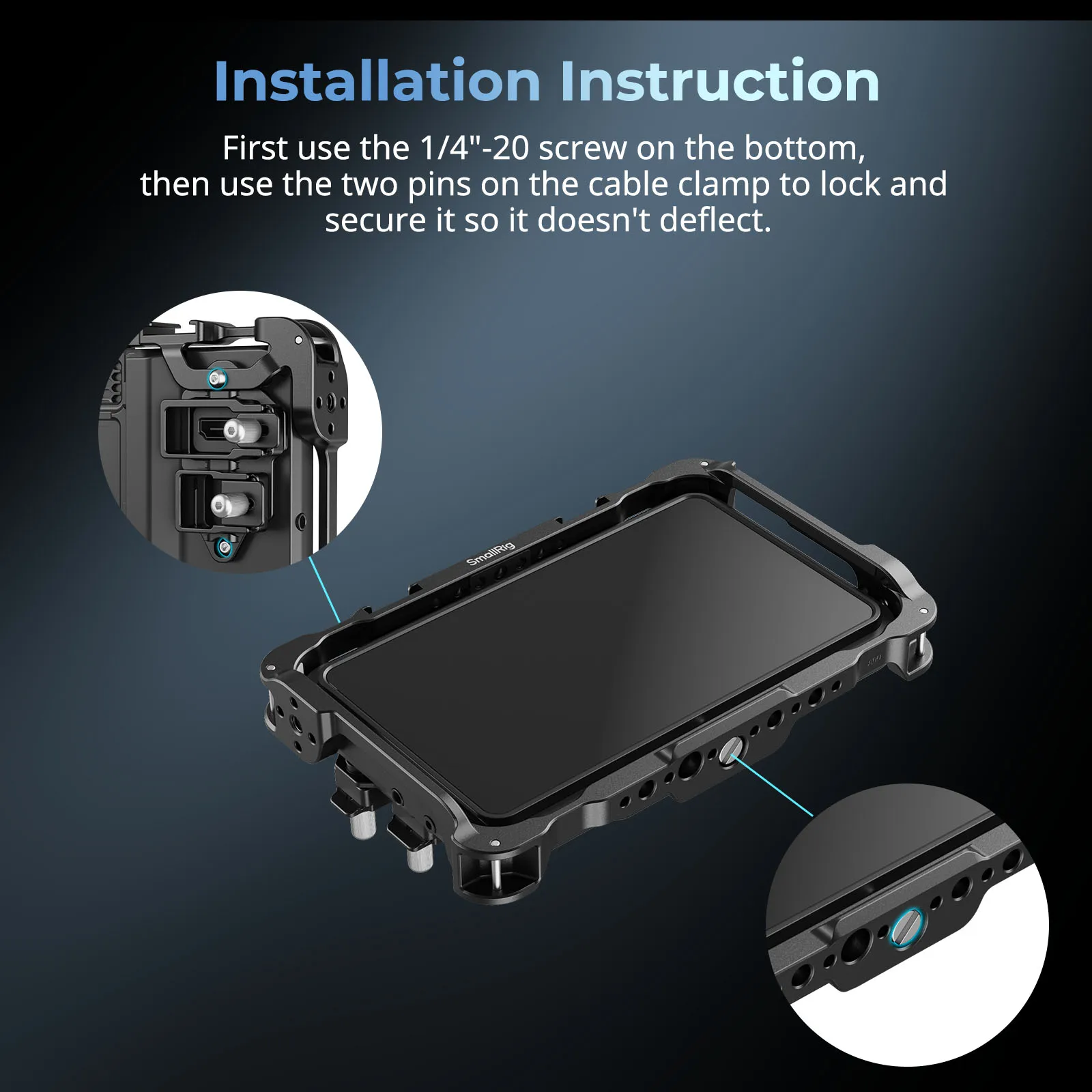 Kit de jaula de monitor SmallRig para Atomos Shinobi II, con parasol y abrazadera de cable USB y protector de pantalla -5030