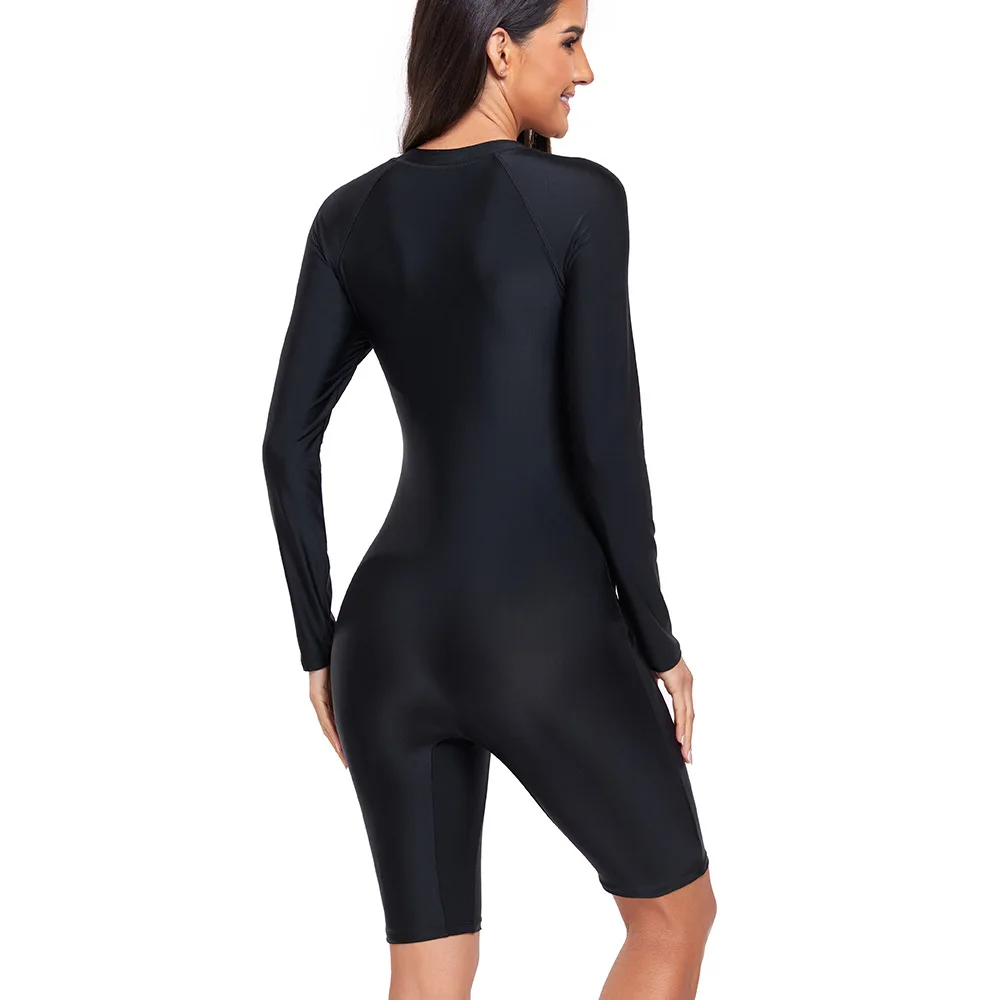 Traje de baño de una pieza para mujer, ropa de surf, estilo deportivo, mono de manga larga, traje de buceo, traje de baño femenino