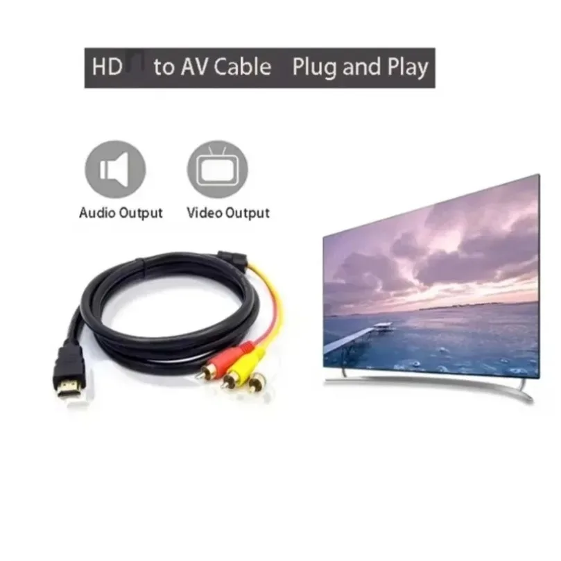 Cable HDMI a 3RCA de 1.5M con Cable HDMI 1.4 a AV, Cable de Audio y Video HD para Decodificador