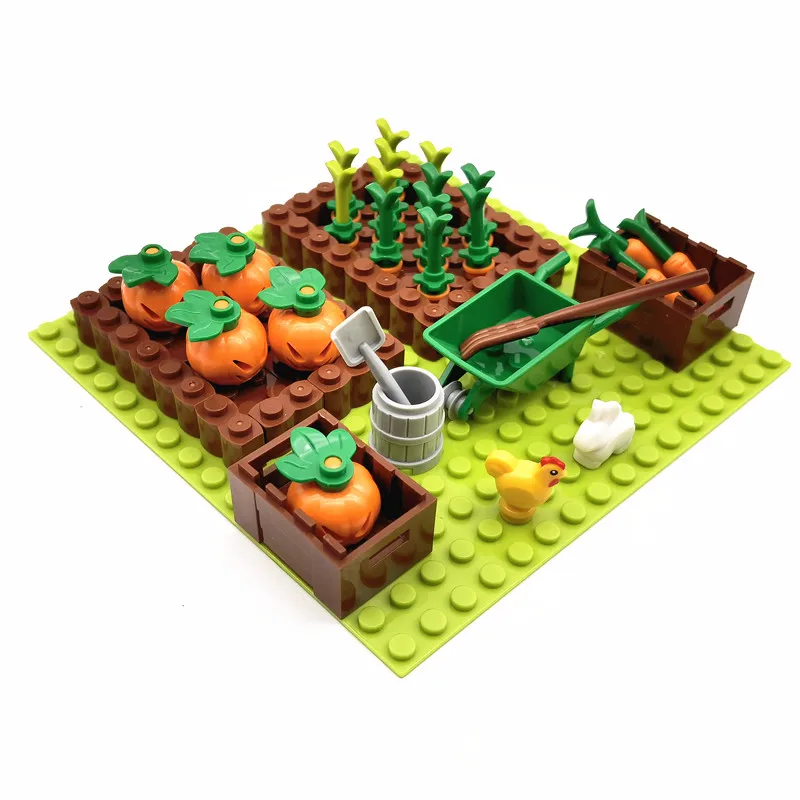 MOC-bloques de construcción de animales de granja para niños, Juguetes clásicos compatibles con bloques, placa Base, Juguetes para niños