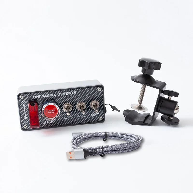 Panel de interruptores de encendido para simulador de PC USB, juegos de carreras ETS2 ATS Assetto Corsa ACC, botón central de arranque y parada del motor, caja de control.