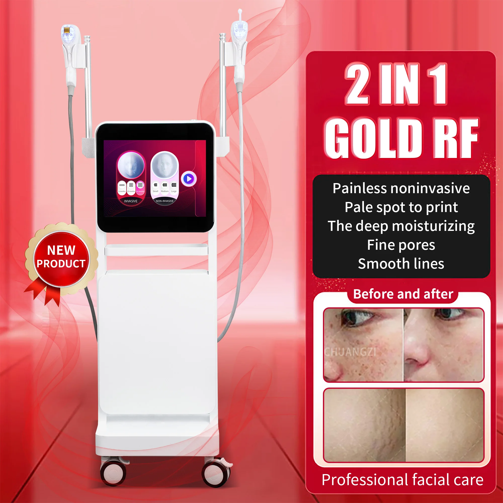 Cartuchos de microagujas RF fraccionadas de oro Morpheus 8 para rostro y cuerpo, 64 pines, para máquina de radiofrecuencia Inmode Morpheus8