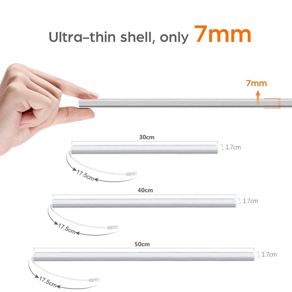 Luz LED para debajo del gabinete de cocina, escaneo manual de madera Penetrable, Sensor de movimiento, Interruptor táctil, lámpara de noche regulable para Bar de baño, 1-6 uds.